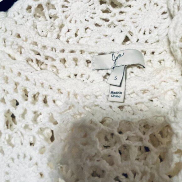 Joie Alizeh Knit Crochet scallop shirt White Top - Picture 6 of 7